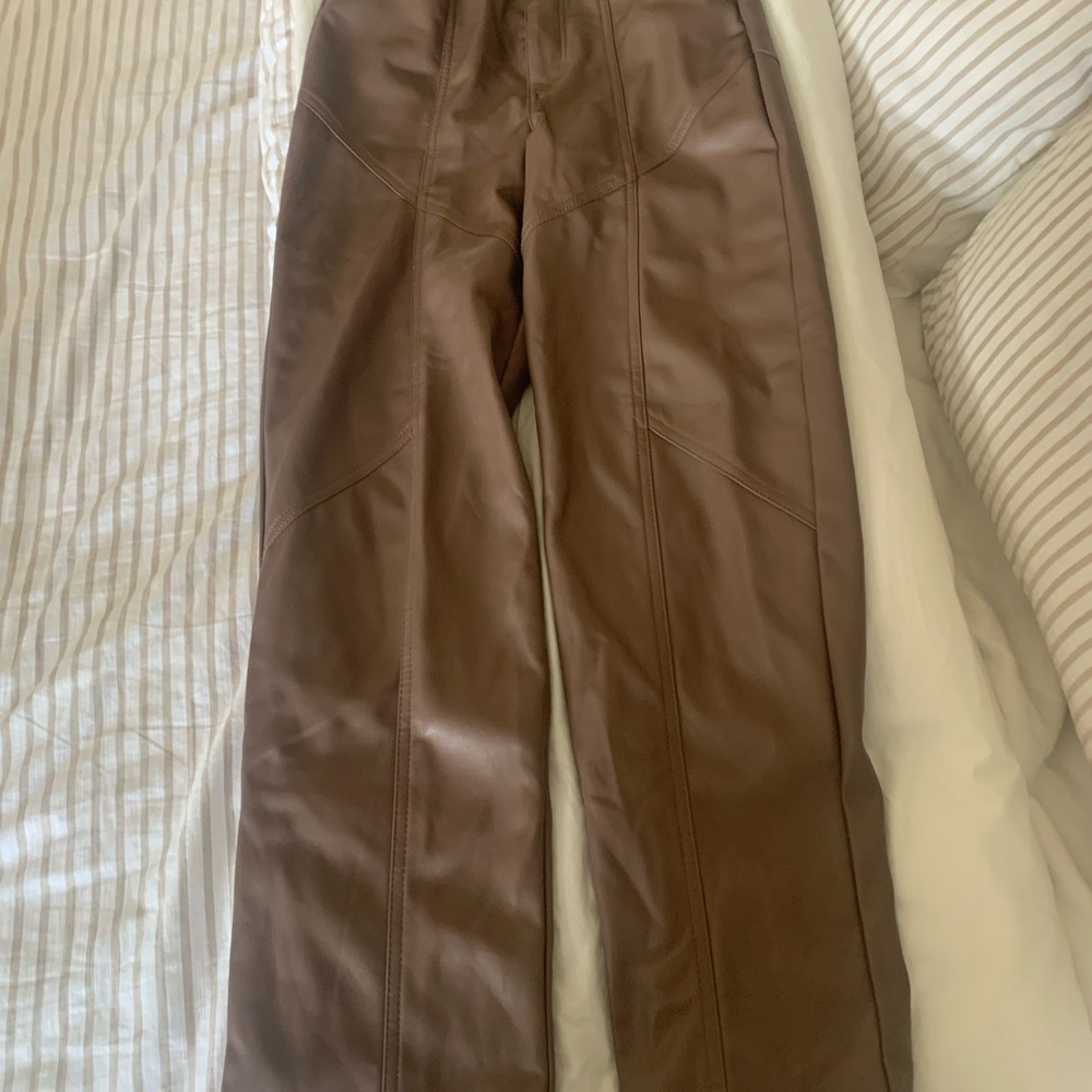 Dynamite Taupe and Tan Leather Pants